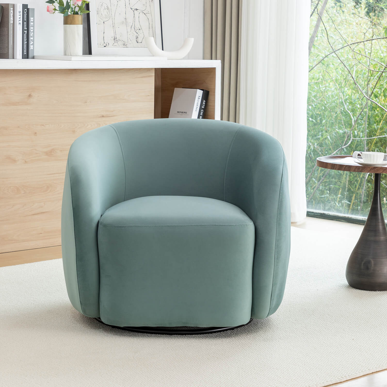 SEYNAR Modern Glam Velvet Upholstered 360 Degree Swivel Accent Armchair(Single/Set of 2)