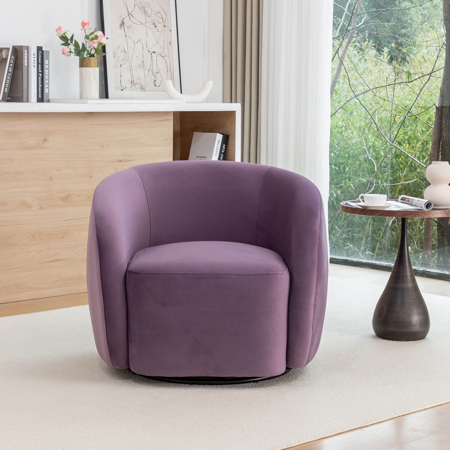 SEYNAR Modern Glam Velvet Upholstered 360 Degree Swivel Accent Armchair(Single/Set of 2)