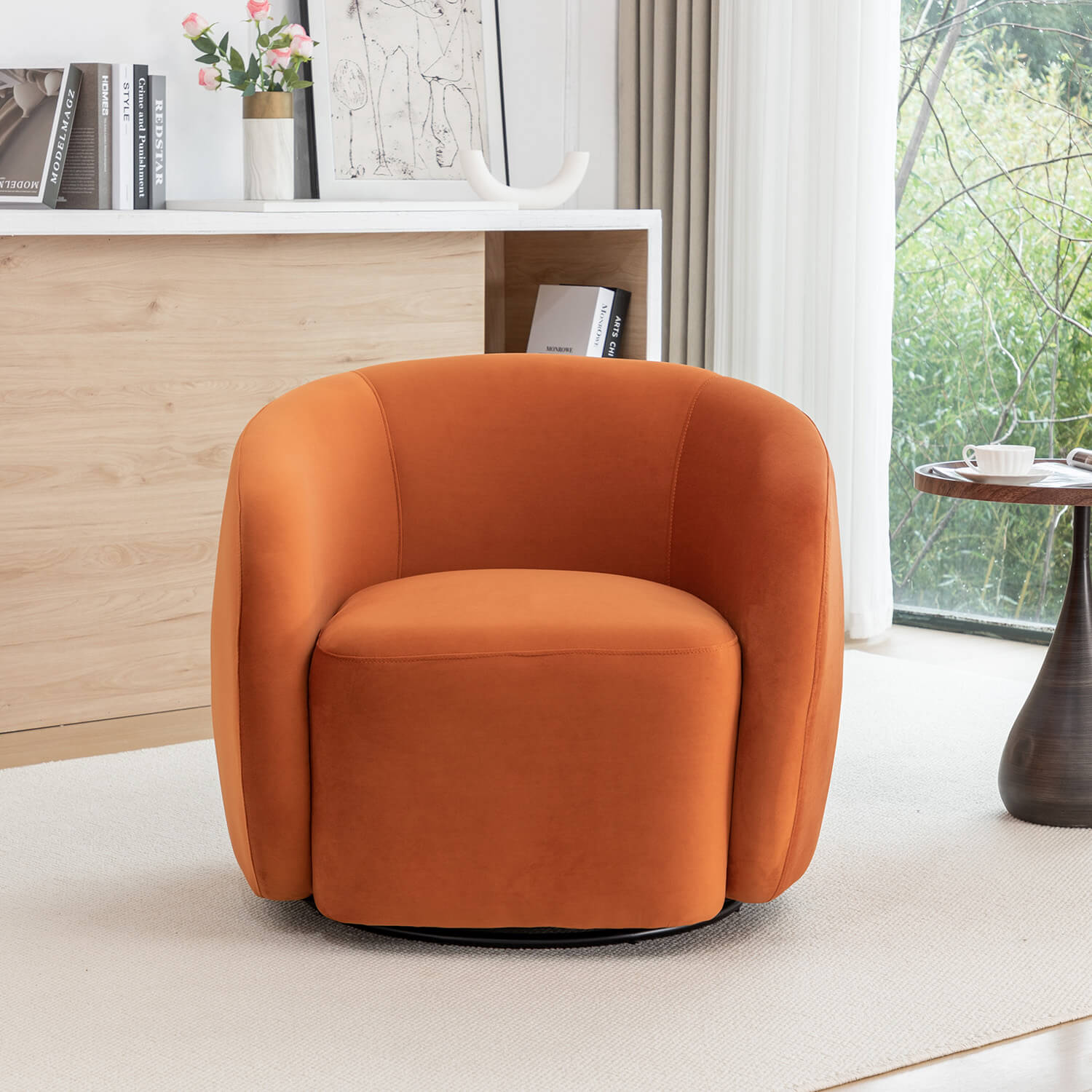 SEYNAR Modern Glam Velvet Upholstered 360 Degree Swivel Accent Armchair(Single/Set of 2)