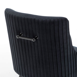 SEYNAR Modern Glam Velvet Black Metal Legs Dining Chair or Vanity Chair Set of 2/4/6 with Rear Handle