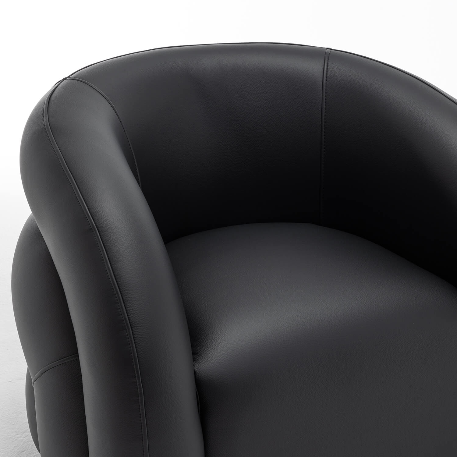 SEYNAR Modern Glam PU Leather 360 Degree Swivel Accent Armchair with Metal Base