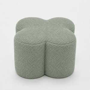 SEYNAR Modern Teddy Fabric Ottoman, Clover Footstool Footrest for Living Room