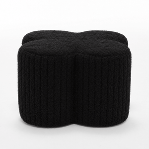 SEYNAR Modern Teddy Fabric Ottoman, Clover Footstool Footrest for Living Room