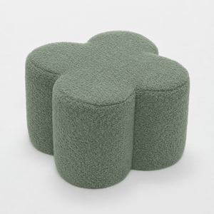 SEYNAR Modern Teddy Fabric Ottoman, Clover Footstool Footrest for Living Room