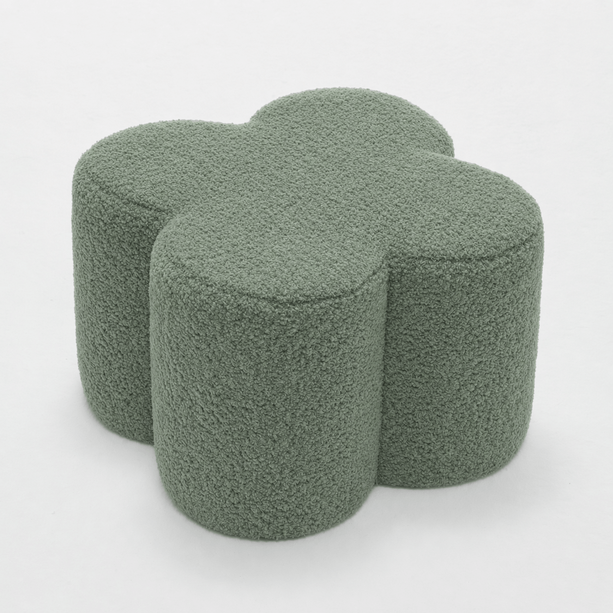 SEYNAR Modern Teddy Fabric Ottoman, Clover Footstool Footrest for Living Room