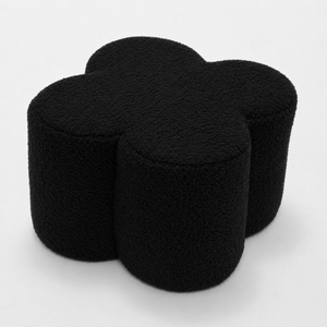 SEYNAR Modern Teddy Fabric Ottoman, Clover Footstool Footrest for Living Room