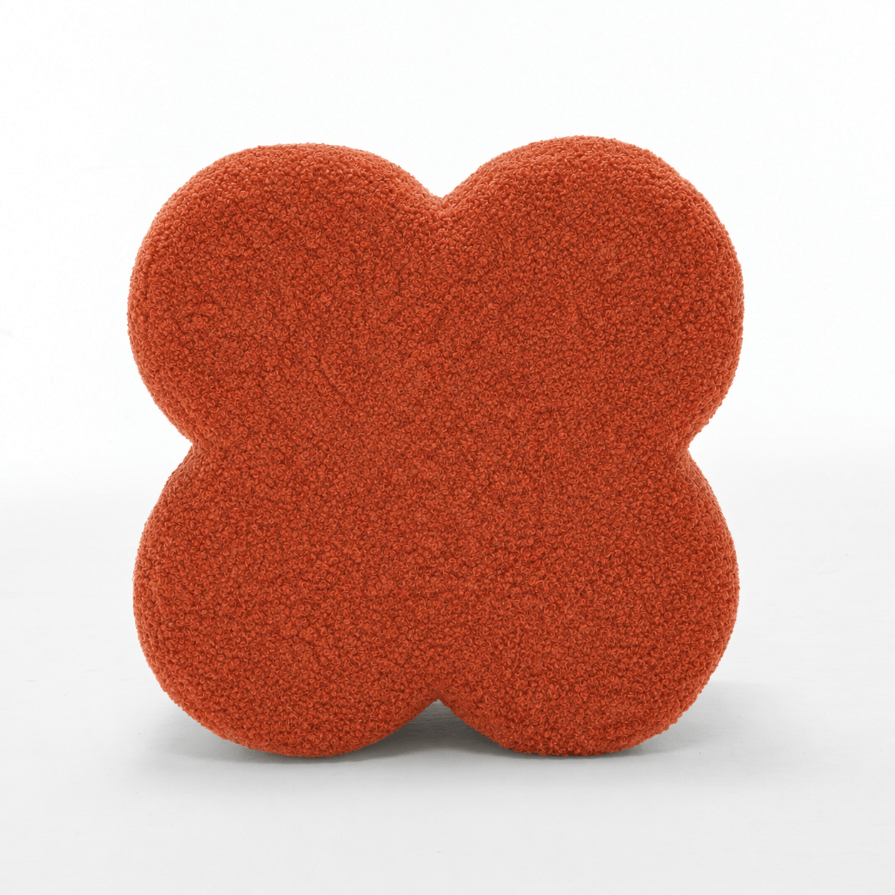 SEYNAR Modern Teddy Fabric Ottoman, Clover Footstool Footrest for Living Room