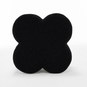 SEYNAR Modern Teddy Fabric Ottoman, Clover Footstool Footrest for Living Room