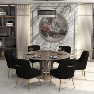 SEYNAR Modern Glam PU Leather Dining Chair or Vanity Chair Set of 2/4/6 with Rear Handle