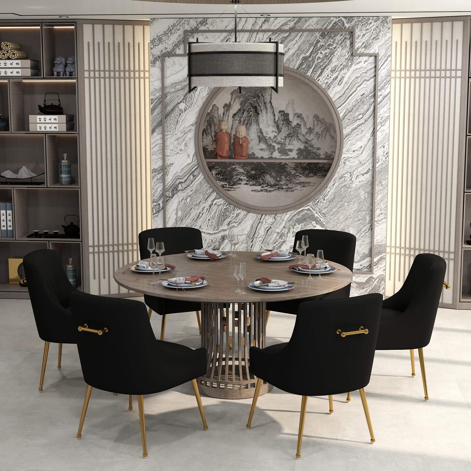 SEYNAR Modern Glam PU Leather Dining Chair or Vanity Chair Set of 2/4/6 with Rear Handle