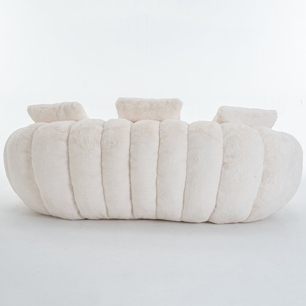 SEYNAR 75" Modern Loveseat Sofa with 3 Pillows, Cozy Faux Fur Double Couch for Living Room