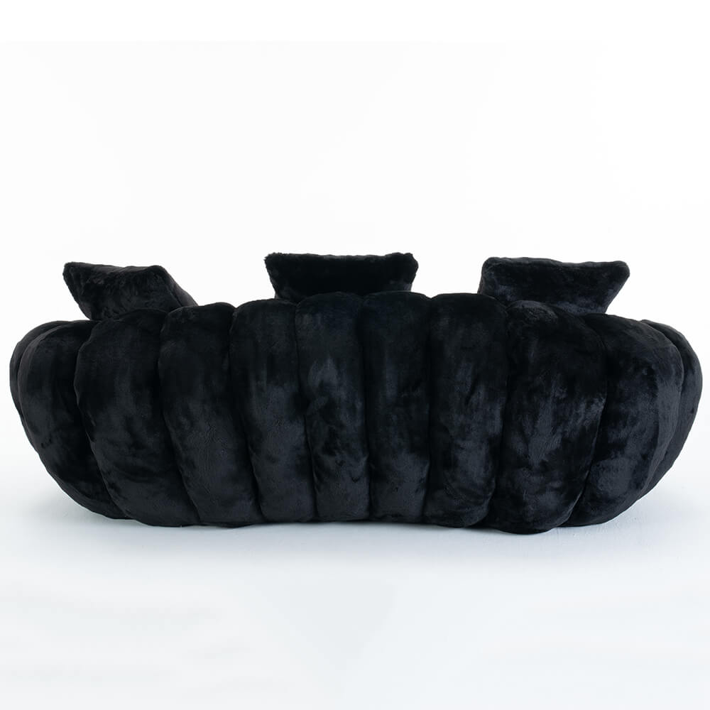 SEYNAR 75" Modern Loveseat Sofa with 3 Pillows, Cozy Faux Fur Double Couch for Living Room