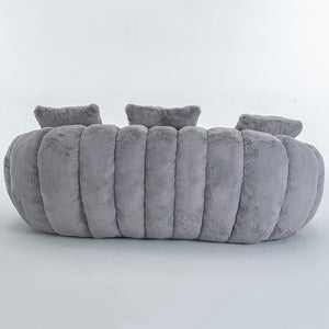 SEYNAR 75" Modern Loveseat Sofa with 3 Pillows, Cozy Faux Fur Double Couch for Living Room