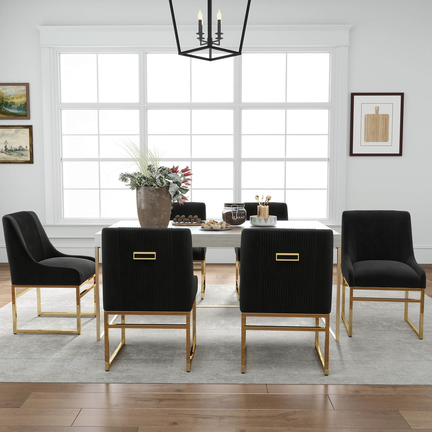 SEYNAR Contempoary Velvet Dining Chair with Metal Frame Legs, set of 2/4/6/8