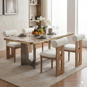SEYNAR Set of 2/4/6 Modern Linen Upholstered Dining Chairs with Bolster Backrest