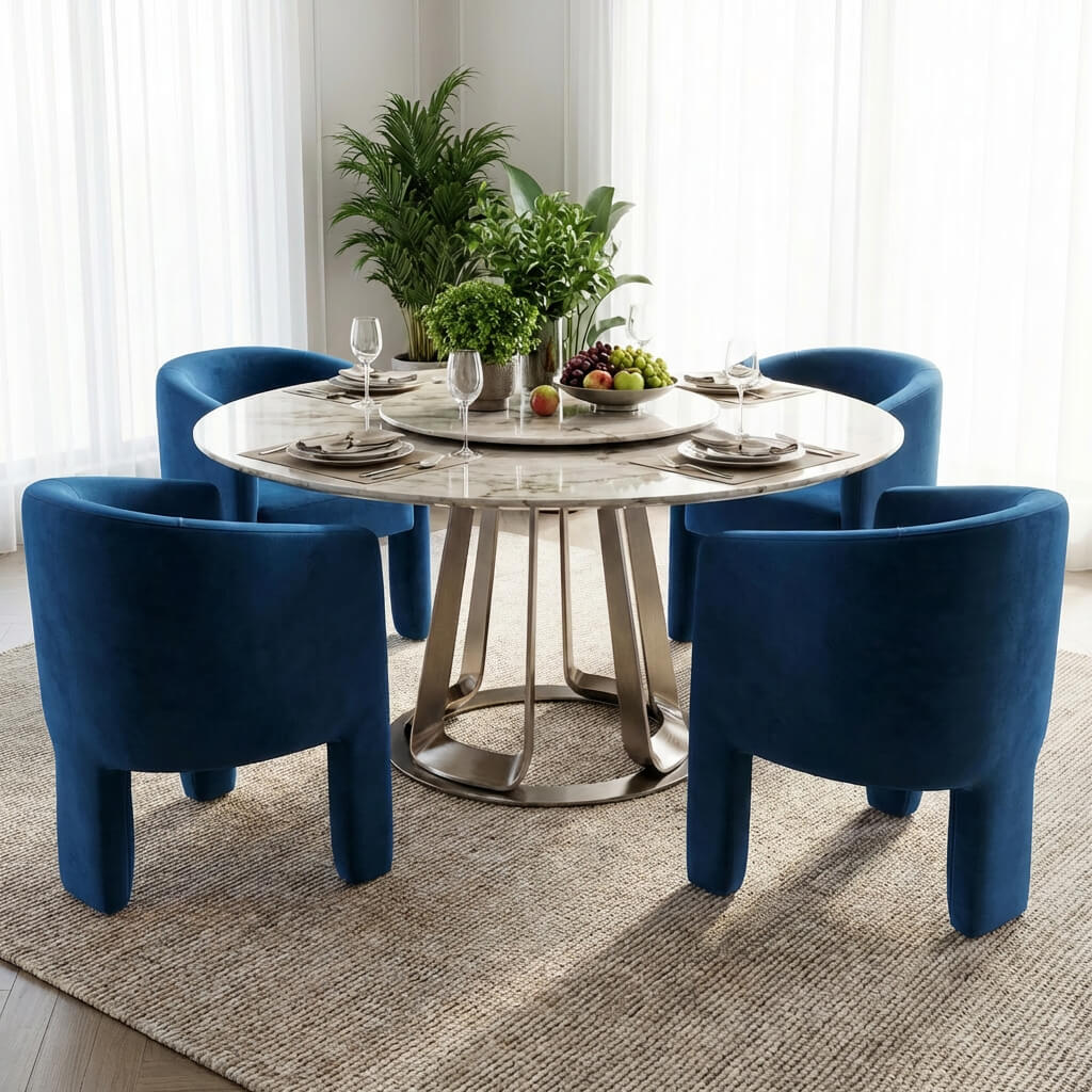 SEYNAR Modern Velvet Accent Chair, Upholstered Barrel Chair with Unique Solid Base for Living Room Soft Club Chair(Single/Set of 2/4/6)