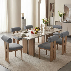 SEYNAR Set of 2/4/6 Modern Linen Upholstered Dining Chairs with Bolster Backrest