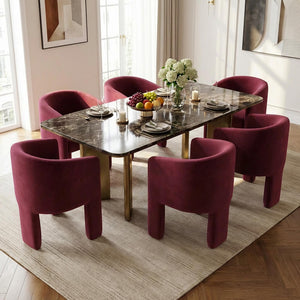 SEYNAR Modern Velvet Accent Chair, Upholstered Barrel Chair with Unique Solid Base for Living Room Soft Club Chair(Single/Set of 2/4/6)
