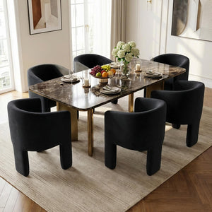 SEYNAR Modern Velvet Accent Chair, Upholstered Barrel Chair with Unique Solid Base for Living Room Soft Club Chair(Single/Set of 2/4/6)