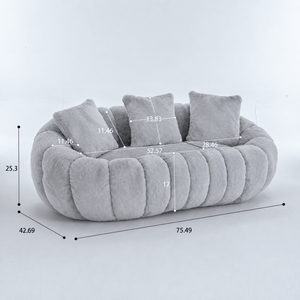 SEYNAR 75" Modern Loveseat Sofa with 3 Pillows, Cozy Faux Fur Double Couch for Living Room