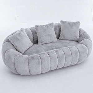 SEYNAR 75" Modern Loveseat Sofa with 3 Pillows, Cozy Faux Fur Double Couch for Living Room