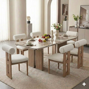 SEYNAR Set of 2/4/6 Modern Linen Upholstered Dining Chairs with Bolster Backrest