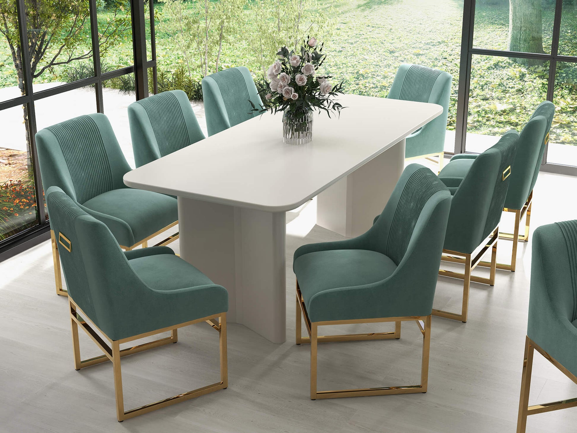 SEYNAR Contempoary Velvet Dining Chair with Metal Frame Legs, set of 2/4/6/8