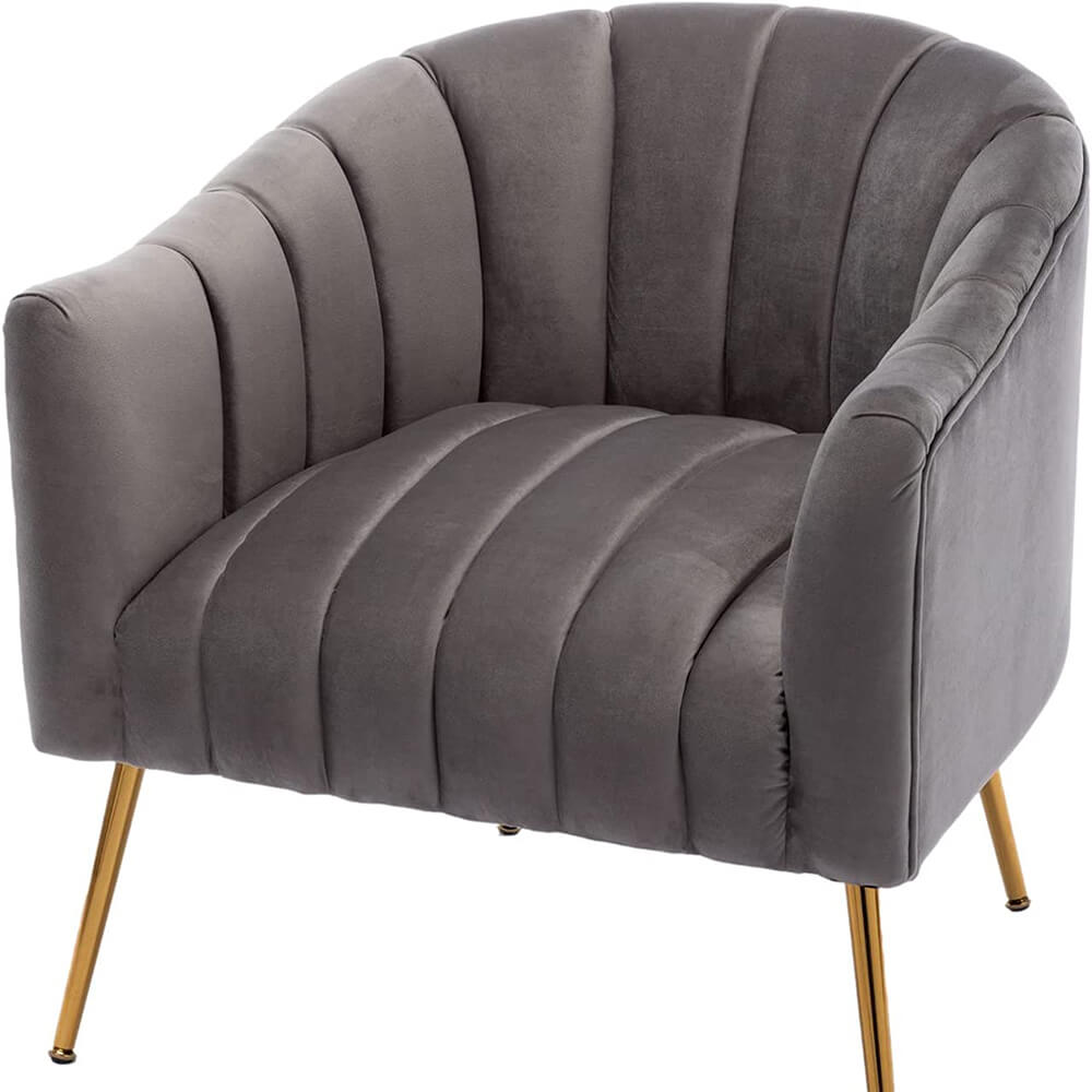 SEYNAR Modern Velvet Accent Chair,Round Upholstered Barrel Chair for Living Room