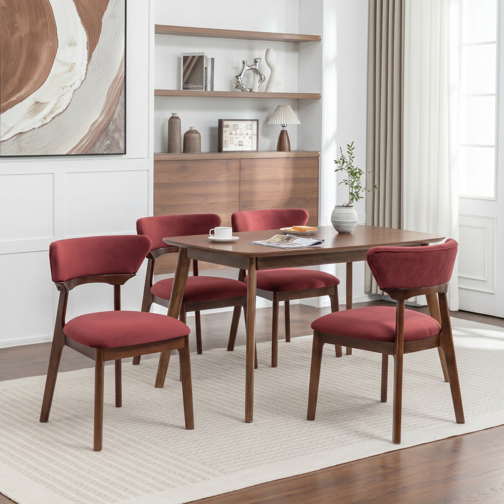 SEYNAR Modern Velvet Dining Chairs with Solid Wood Legs Set of 2/4/6
