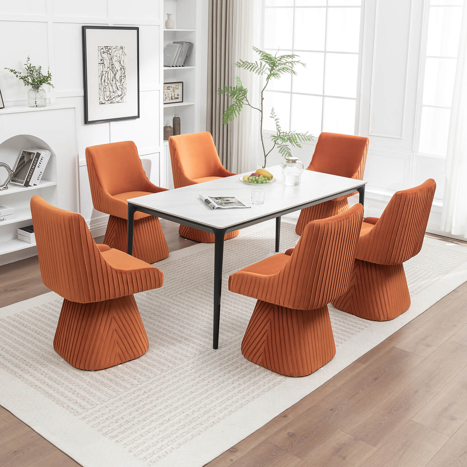 SEYNAR Modern Velvet 360 Degree Swivel Armless Dining chair(Single/Set of 2/4/6)