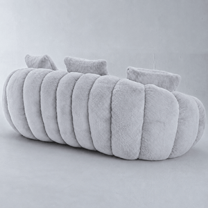 SEYNAR 75" Modern Loveseat Sofa with 3 Pillows, Cozy Faux Fur Double Couch for Living Room