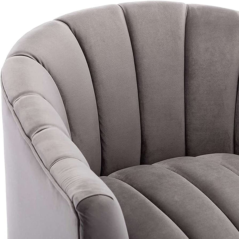 SEYNAR Modern Velvet Accent Chair,Round Upholstered Barrel Chair for Living Room