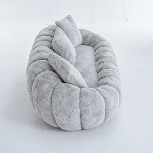 SEYNAR 75" Modern Loveseat Sofa with 3 Pillows, Cozy Faux Fur Double Couch for Living Room