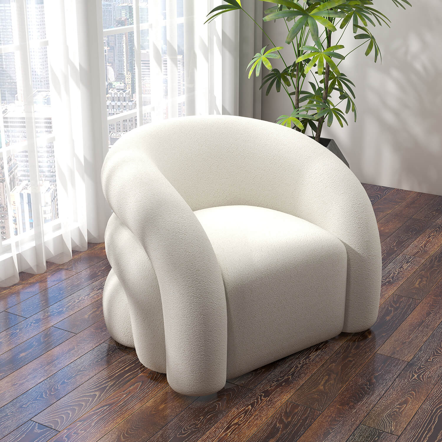 SEYNAR Modern Glam Velvet Accent Armchair with Tufted Back