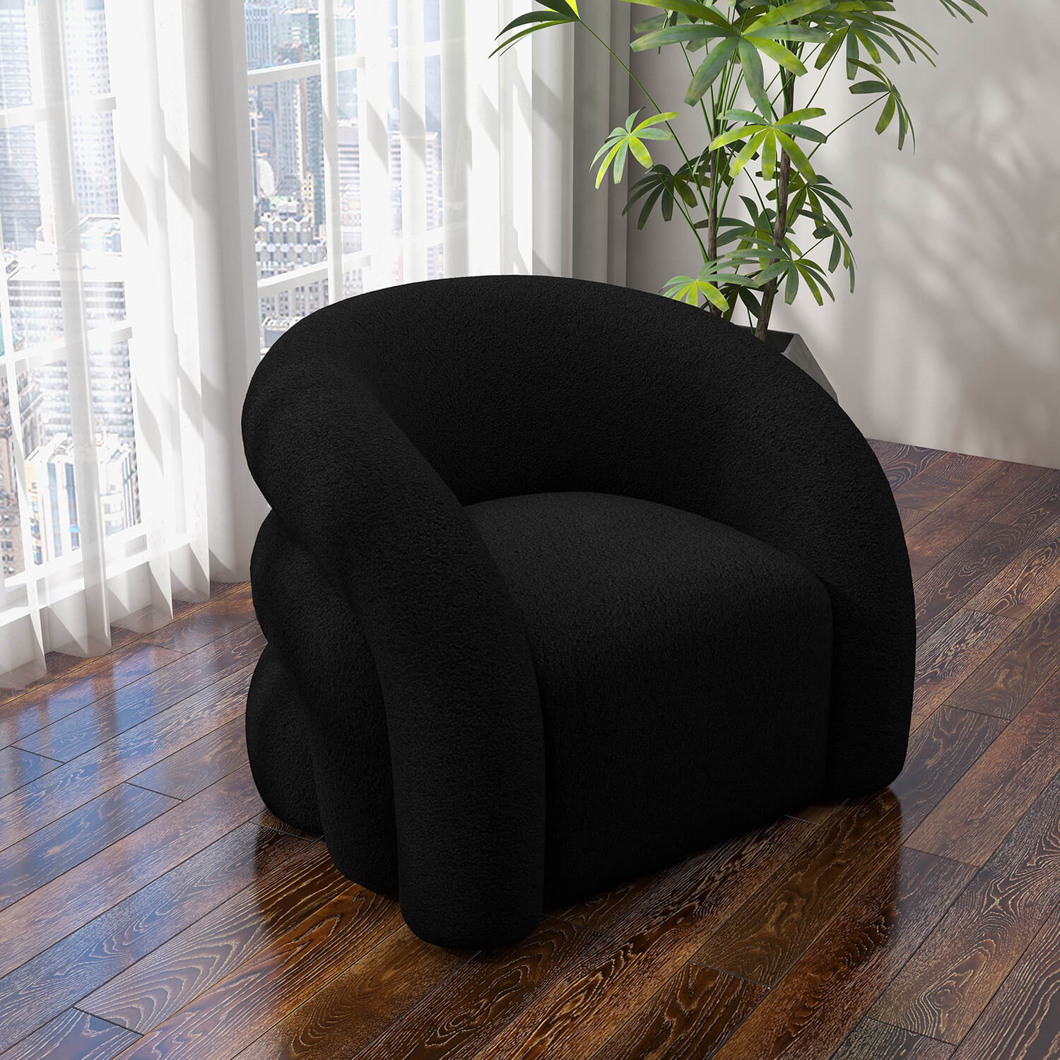SEYNAR Modern Glam Velvet Accent Armchair with Tufted Back