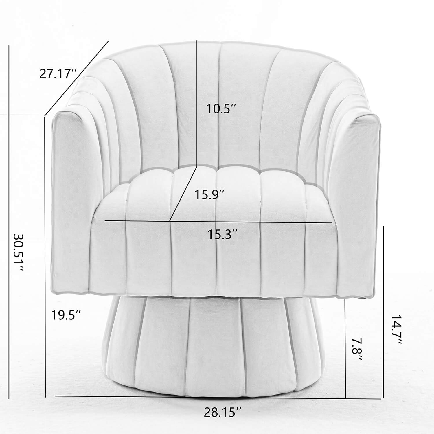 SEYNAR Mid-Century Swivel PU Leather Tufted Round Accent Barrel Chair