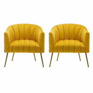 SEYNAR Modern Velvet Accent Chair,Round Upholstered Barrel Chair for Living Room