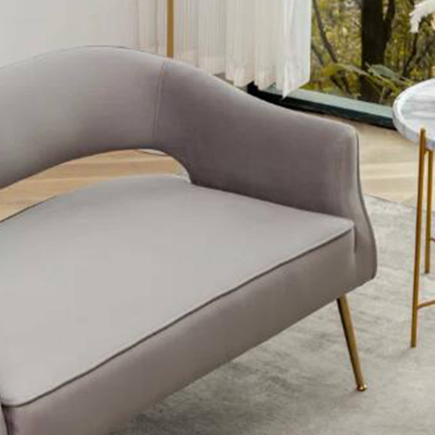 SEYNAR Modern 51'' Velvet Tufted Loveseat Open Back with Golden Metal Legs